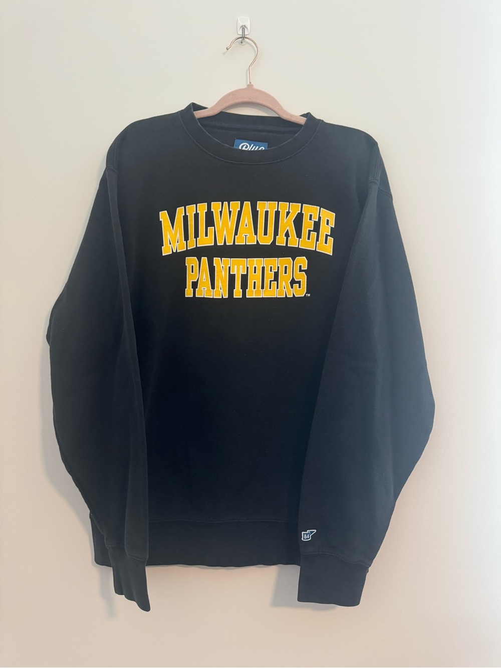 Blue 84 Milwaukee Panthers Black Crewneck Sweatshirt